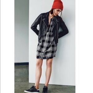 Madewell Plaid Mini Dress in Black and White